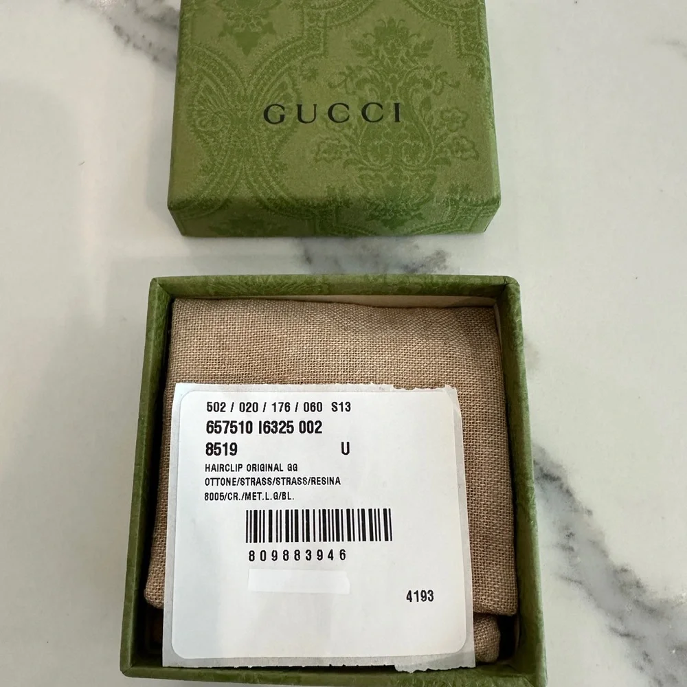 Gucci Logo Crystal Hair Clip